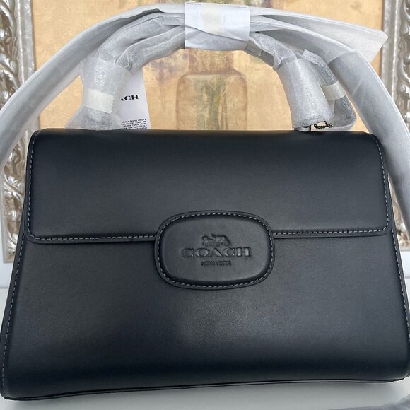 NWT Coach Eliza Top Handle Bag Crossbody In leather Black - Picture 1 of 6